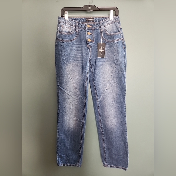 Flamingals Denim - Flamingals Jeans Women's Size S Blue Jeans Button Fly Straight Leg 30 X 30